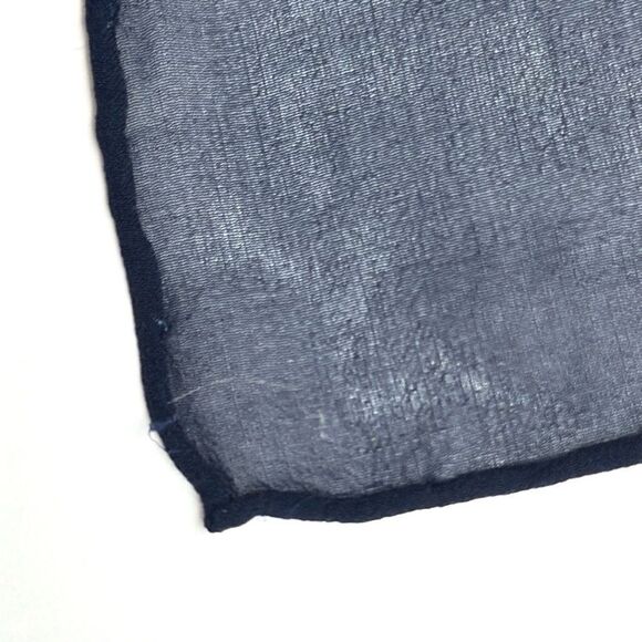 Zazou Luxe Oblong Silk Chiffon Scarf Navy Blue Floral Roses Hand Rolled - Picture 10 of 12